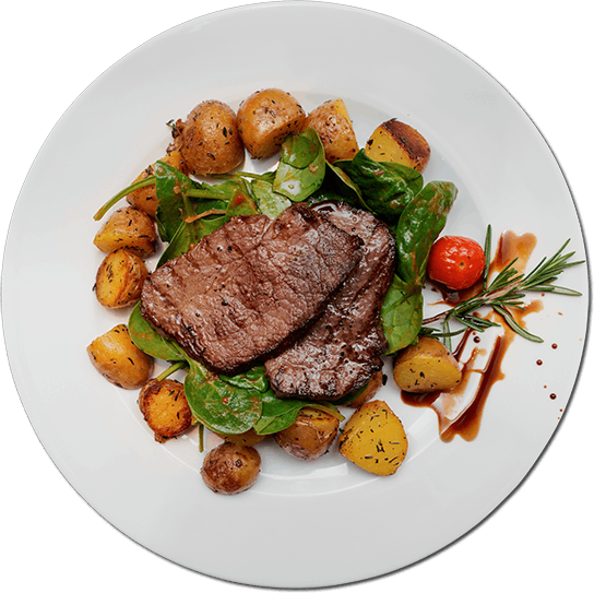 Gegrilltes Fleisch mit Kartoffeln